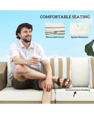 3 Seater Patio Sofa, Wicker Couch with Cushions, Pillows,