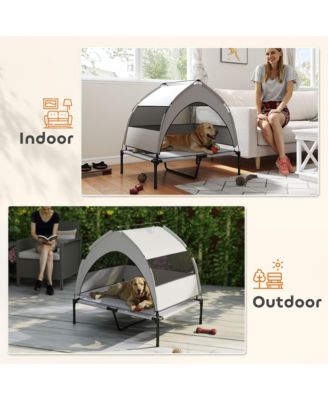Elevated Dog Bed, Portable Raised Pet Bed with Canopy, Bag, 36"L