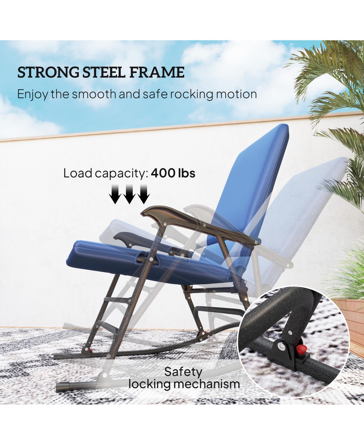 Outsunny Outdoor Rocking Chairs Set of 2, Folding Rocker Set,