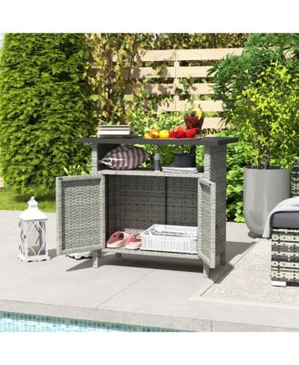 Wicker Storage Cabinet, Outdoor Buffet Cabinet