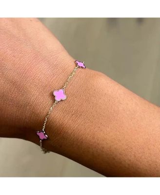 Mini Bubblegum Pink Clover Bracelet 14K Gold