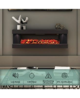 Suspended LED Light Mantel with Remote Control Stylish Electric Fireplace