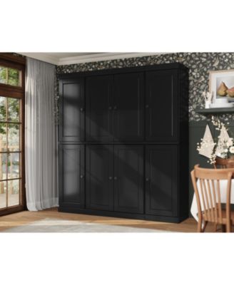 100% Solid Wood Pantry Cabinet, Raised Panel Doors, Adjustable Shelves, 65" Wide, 71.5" Tall