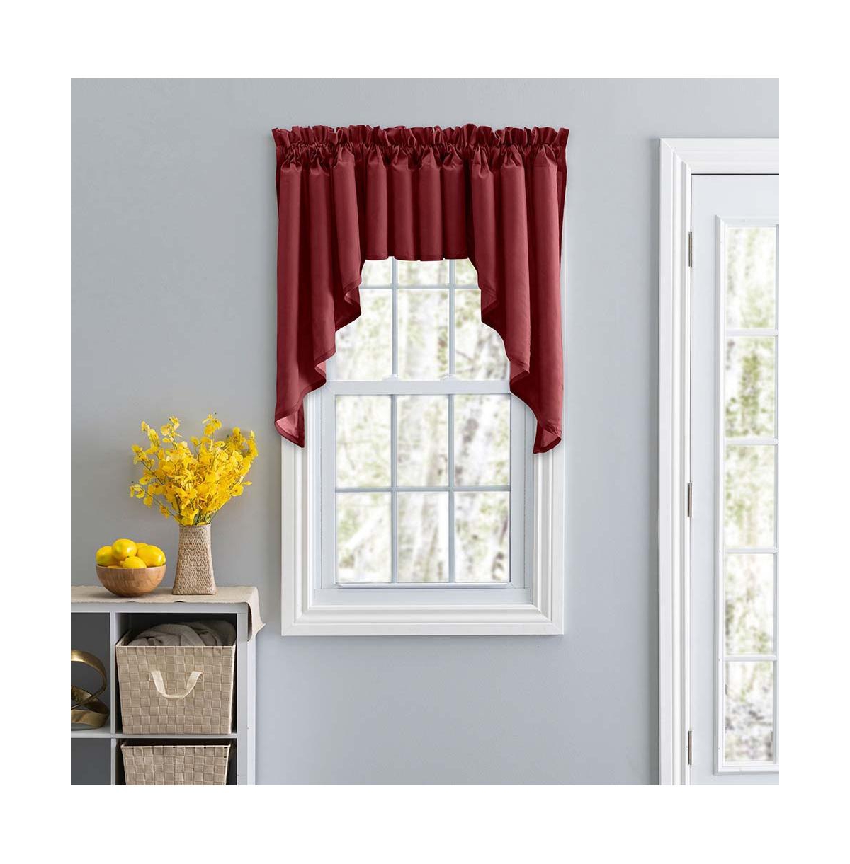 Ellis Curtain 3" Rod Pocket High Quality Fabric Solid Color Window Lined Swag Set 126"x63" Merlot