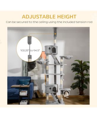 Floor to Ceiling Cat Tree, 94.5"-102.5" Adjustable Height Cat Tower