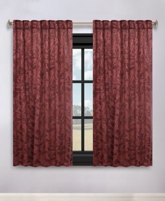 Leaves Modern Bohemian Back Tab Blackout Curtain Set, 52"x 63"