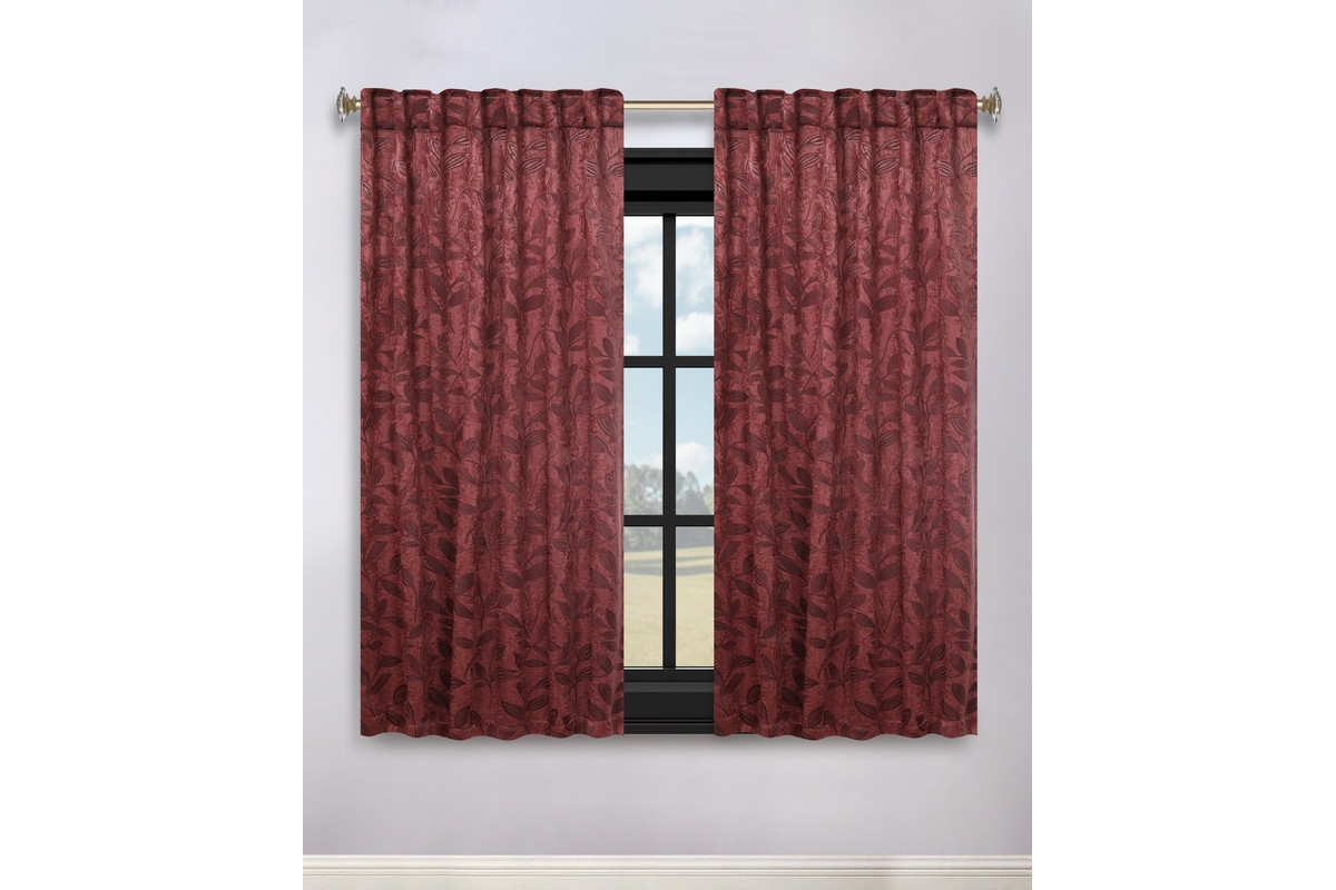 Superior Modern Leaves Room Darkening Grommet Top Curtain Panels