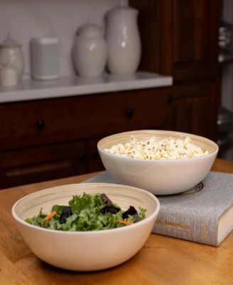 Lexa Collection 2 piece 12 inch Bamboo Salad Bowl Set