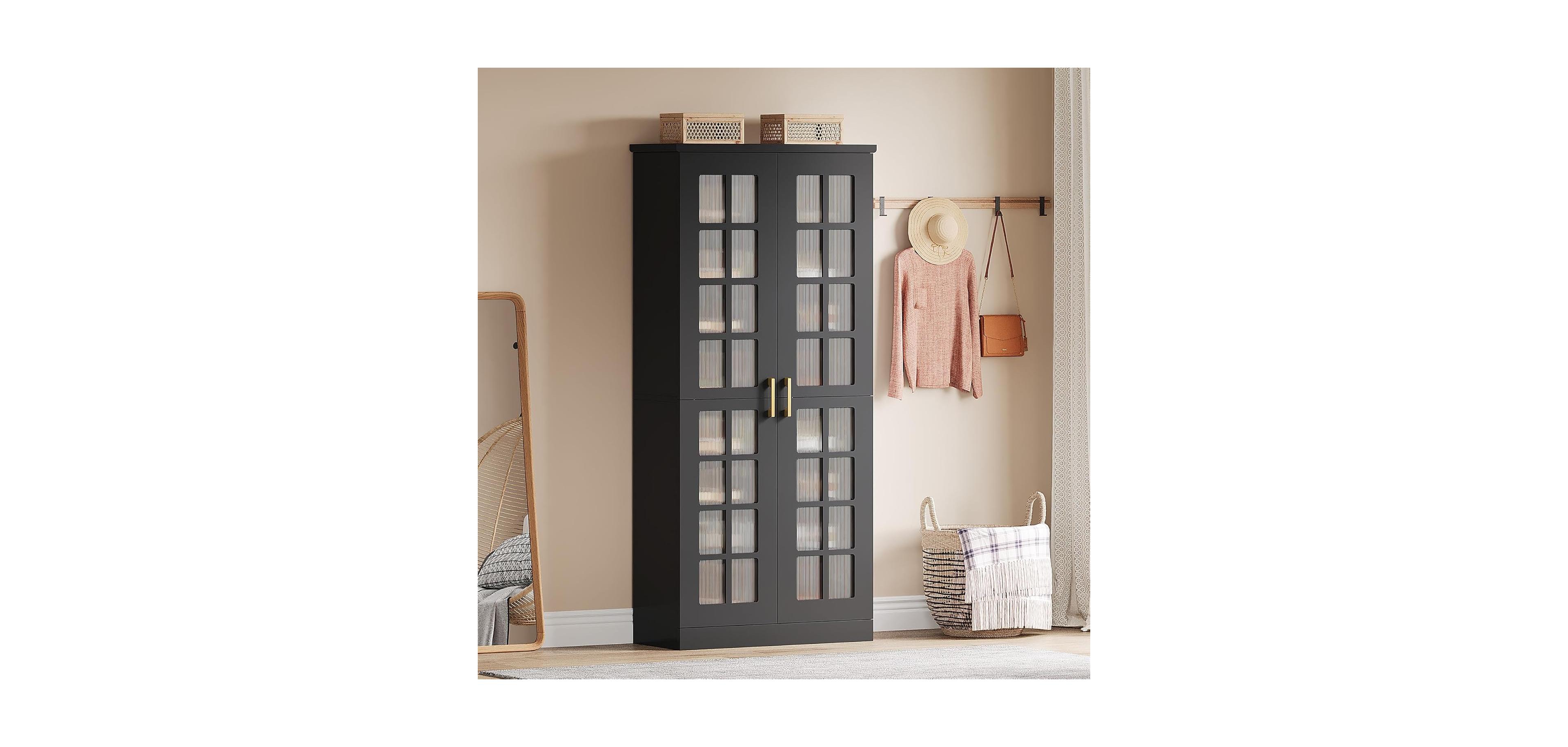 Tribesigns 8-Tier Shoe Storage Cabinet with Adjustable Shelves,71-Inch Tall Doors