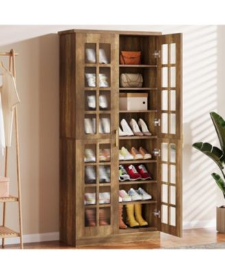 8-Tier Shoe Storage Cabinet with Adjustable Shelves,71-Inch Tall Shoe Cabinet with Doors