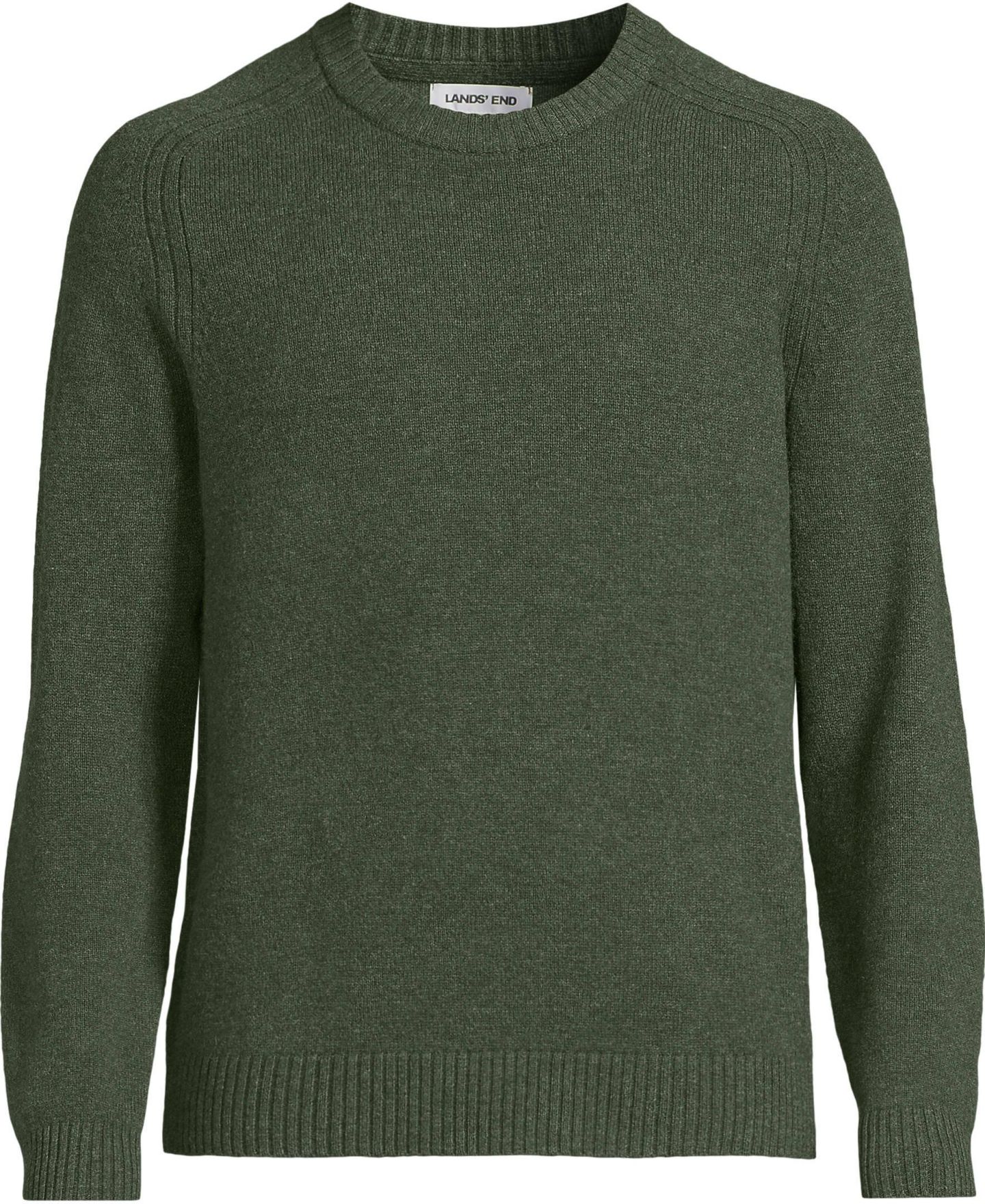 Мужской свитер Lands' End Long Sleeve Lambswool Crewneck, цвет: Thyme — фото 3