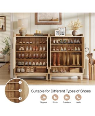 Shoe Cabinet with Doors, 20-Pair Entryway Shoe Storage Cabinet, Farmhouse Shoe Organizer