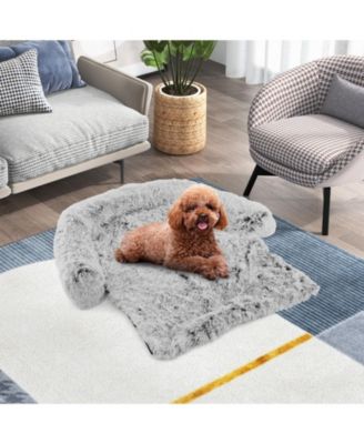 White Plush Calming with Anti-Slip Bottom Dog Couch Bed
