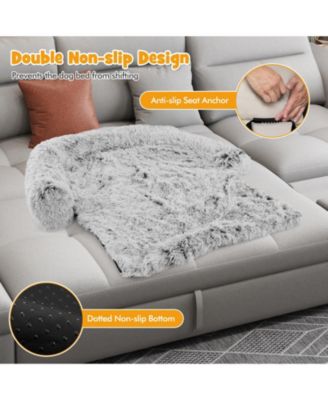 White Plush Calming with Anti-Slip Bottom Dog Couch Bed