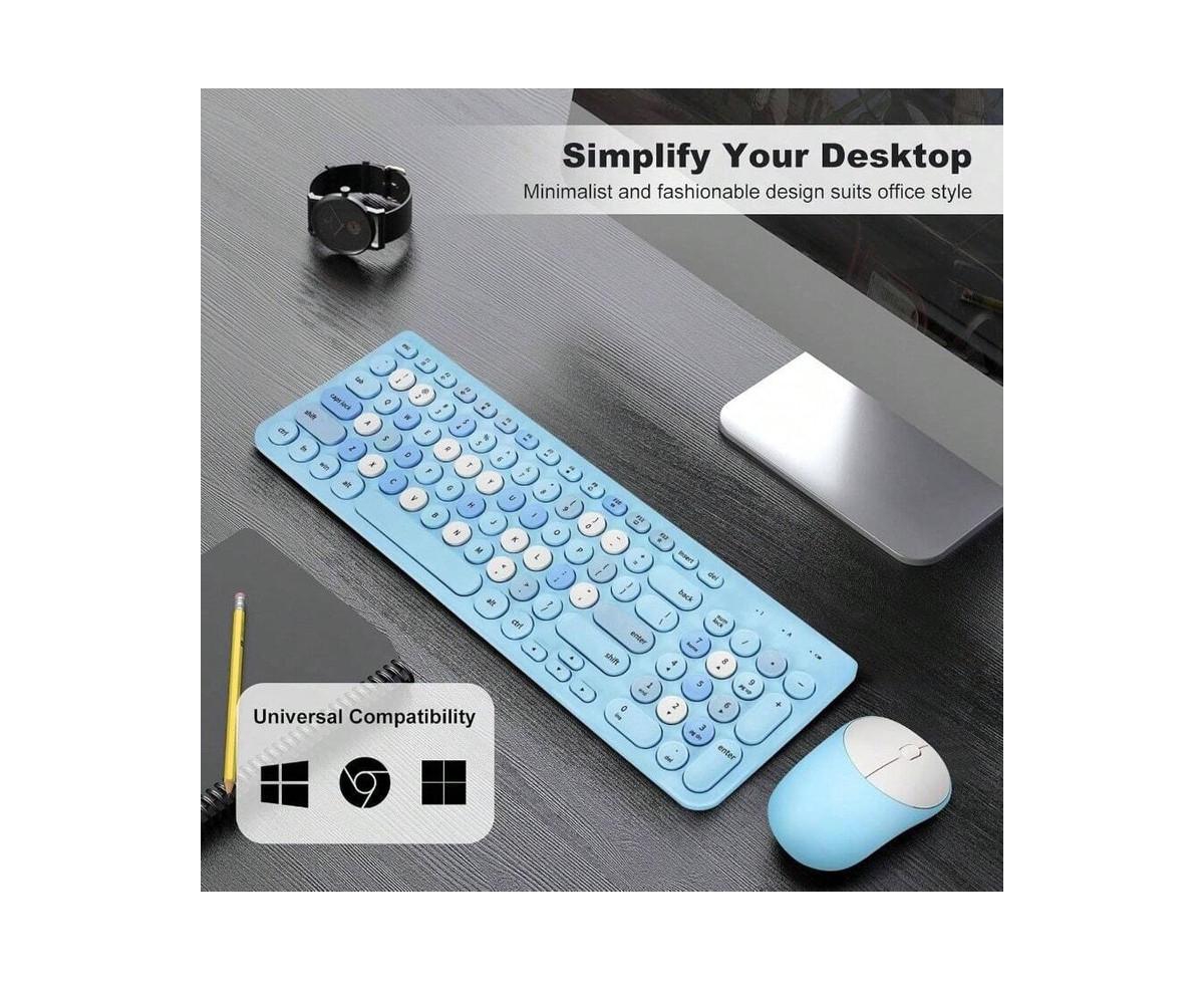 risokeys Wireless Keyboard And Mouse Combo - 2.4GHz -Blue Colorful.