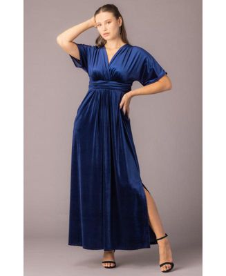 Women's Verona V-Neck Velvet Evening Gown With Pockets