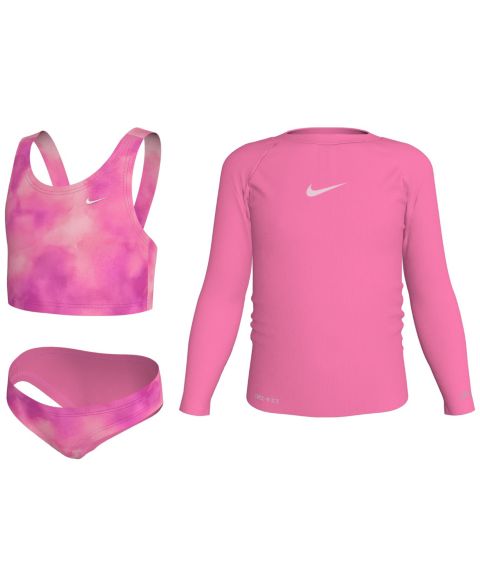 Комплект бикини Hydroguard, длинный рукав, 3 предмета — Nike, цвет: Розовый сияющий