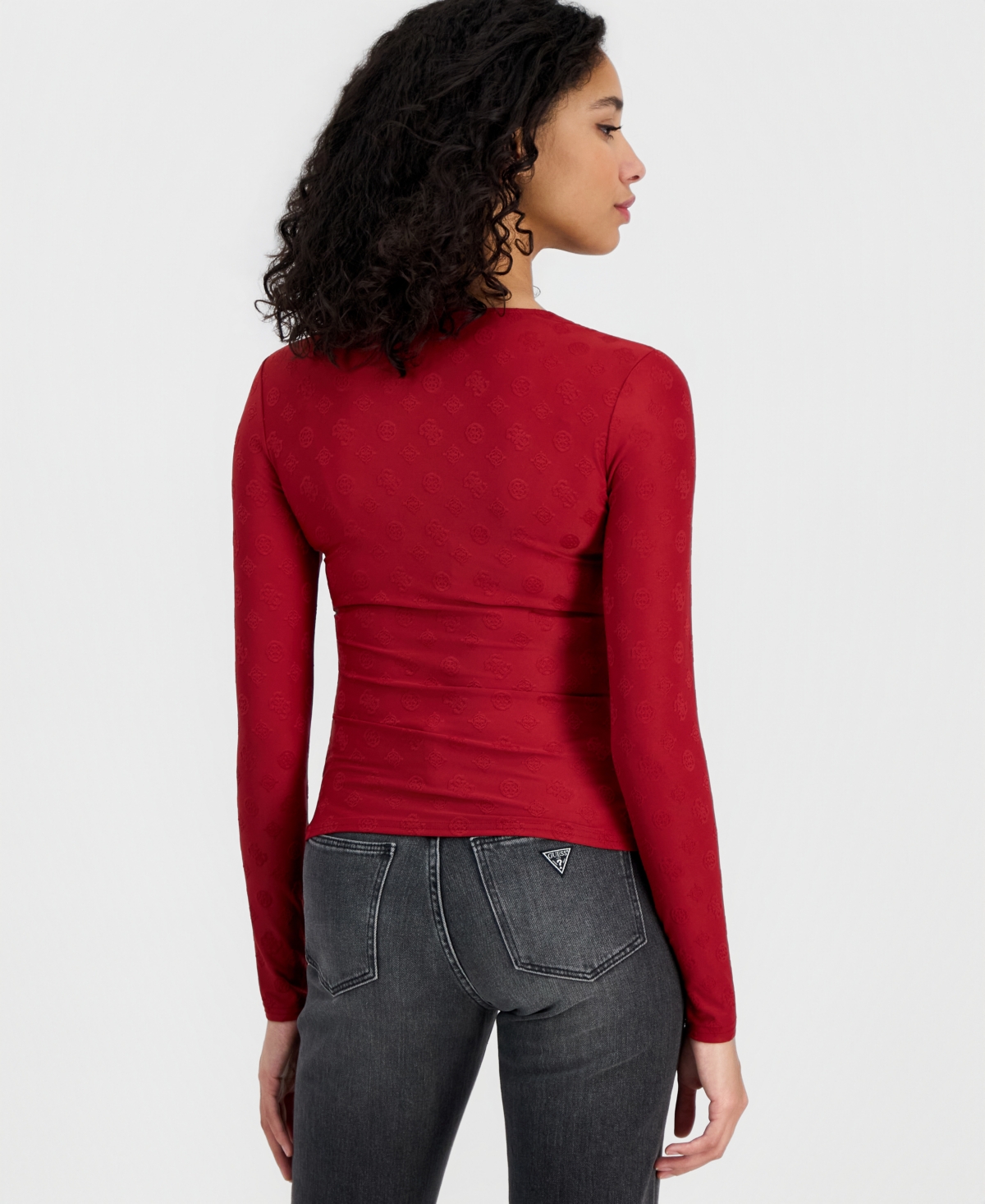 Guess Women's Elleona Jacquard Square-Neck Top