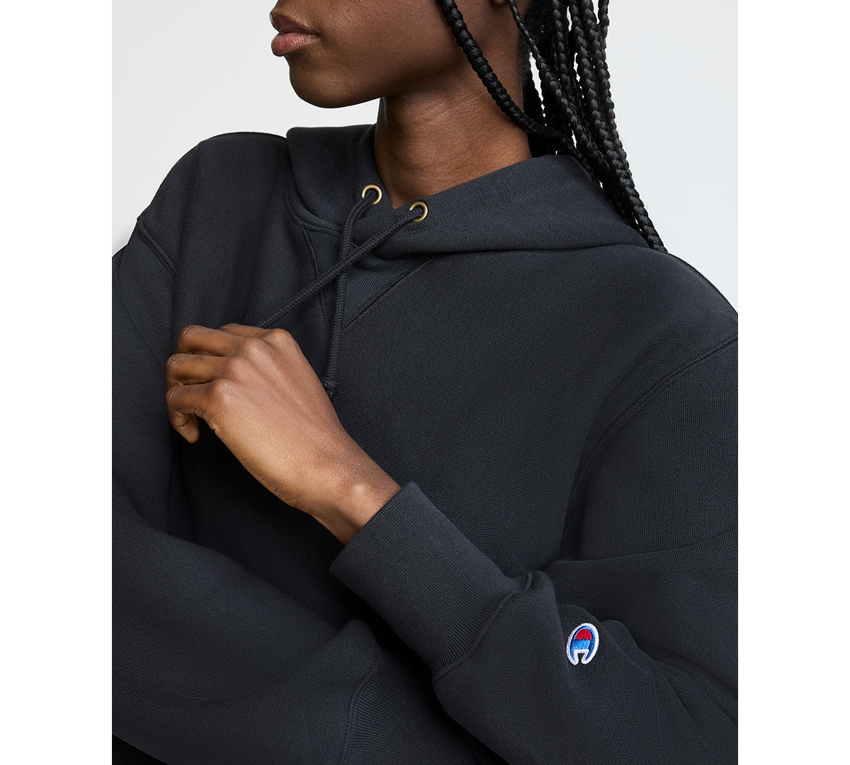 Champion Essentials Reverse Weave Hoodie Sweatshirt In Black