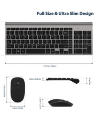 Wireless Keyboard and Mouse Combo - Scissor Ultra-Thin Silent Ergonomic Keyboard with Numeric Keys - 2.4G Receiver for PC, Laptop, Desktop - Iron Gray