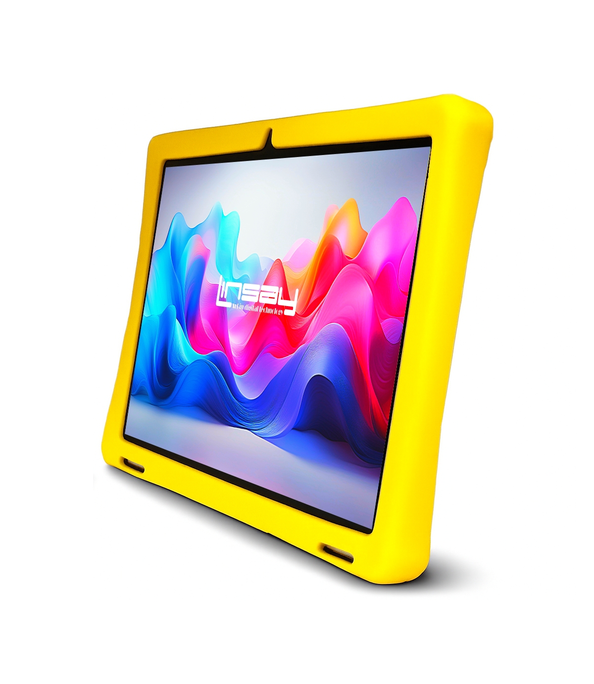 Linsay New 10.1" Funny Kids Wi-Fi Tablet Octa Core 128GB with Yellow Kids Defender Case Newest Android 13 Google certified