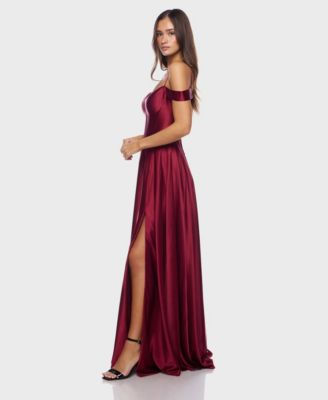 Juniors' Off-The-Shoulder Charmeuse Gown