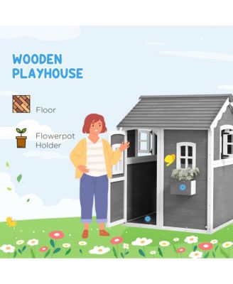Playhouse for Kids Outdoor with Floor for 3-8 Years Old,