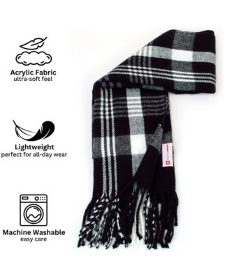 Men's Scarf Soft Knit Winter Scarves Plaid Striped or Solid Neck Covering Long Warm Stylish
