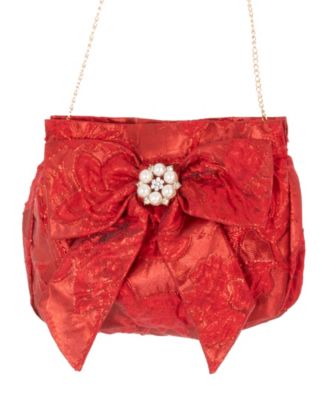 Girls' 4T-6X Metallic Sleeveless Dress with Bow Clutch