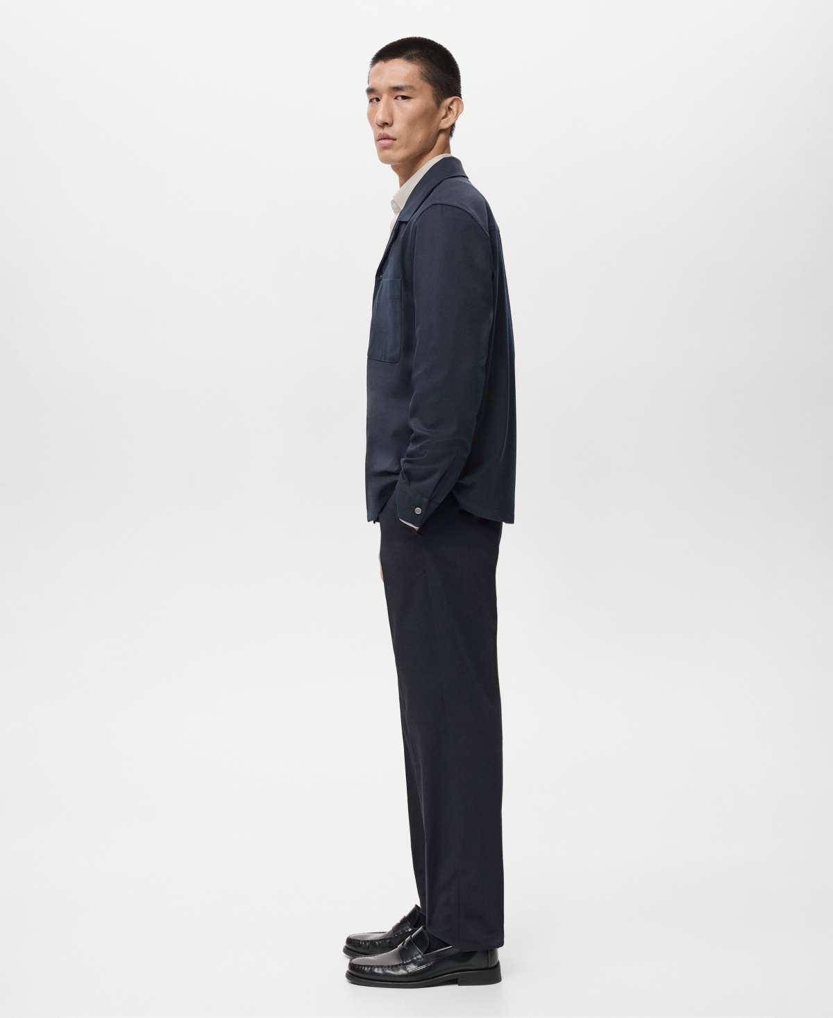 Mango Regular Fit Overshirt In Blue