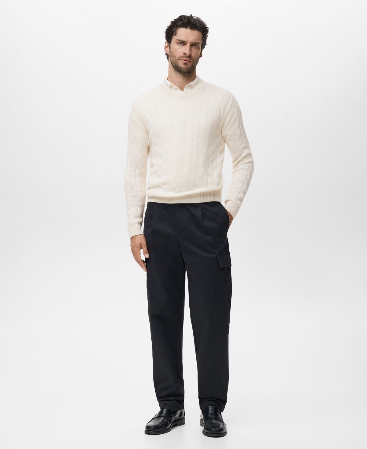 Mango Men's Wool Braided Sweater