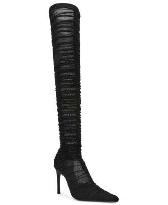 Women's Rashida Rhinestone Mesh Over-the-Knee Stiletto Dress Boots