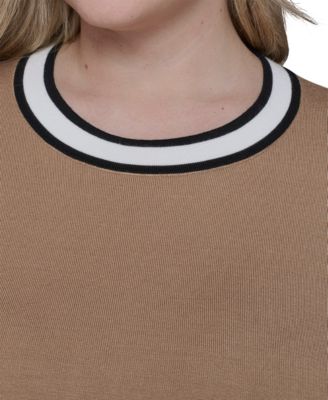 Women's Plus Size Crew Neck Short-Sleeve Sweater
