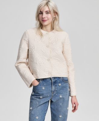 Petite Quilted Crewneck Rose Jacket, Macy's Exclusive