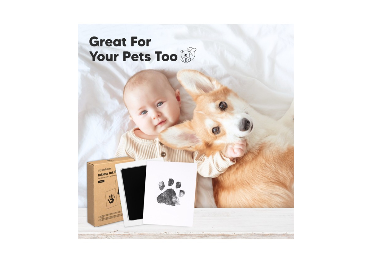 2pk Inkless Ink Pad for Baby Hand and Footprint Kit, Clean Touch Dog Paw, Dog Nose Print Kit, Baby & Pet Safe, Large