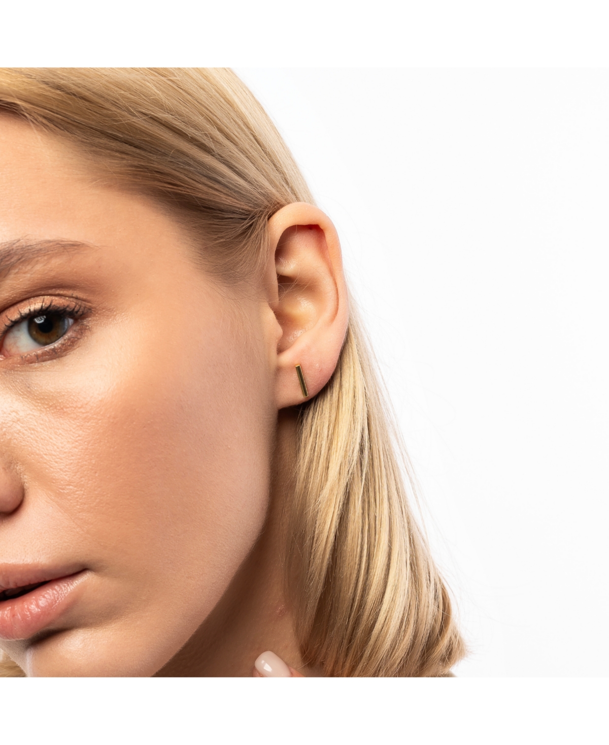 Spero London Bar Stud Plain Earrings Sterling Silver