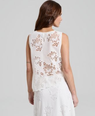 Women's Cotton Eyelet Asymmetric Top, Macy's Exclusive