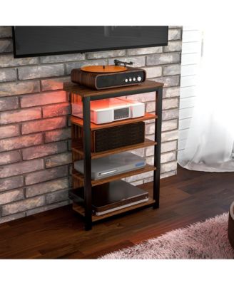 TV Sd with Lights, 4-Tier Storage Shelves and Steel Frame,