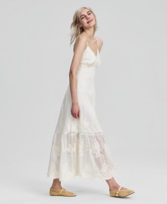 Women's Embroidered Ruffle-Tiered Maxi Dress, Macy's Exclusive