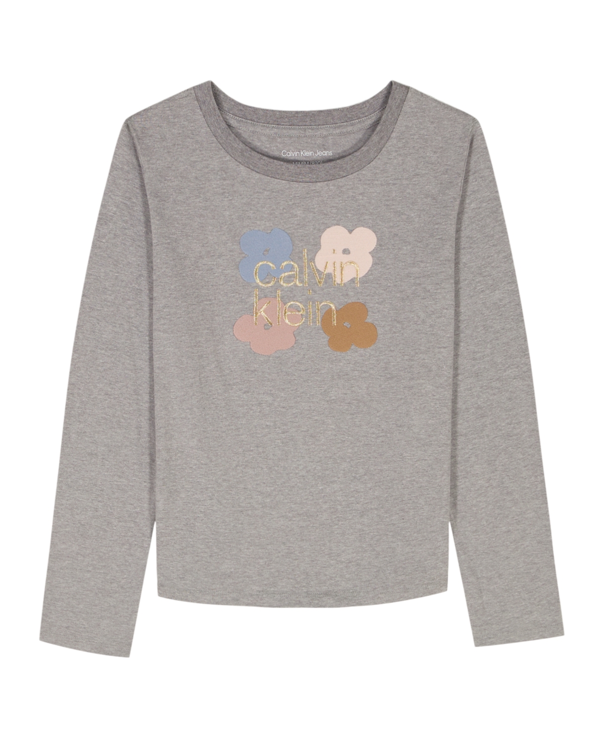 Calvin Klein Girls 7-16 Long-sleeve High-low Hem T-shirt In Gray