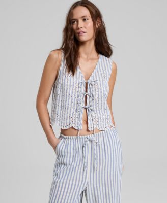Petite Stripe Eyelet Vest Top, Macy's Exclusive