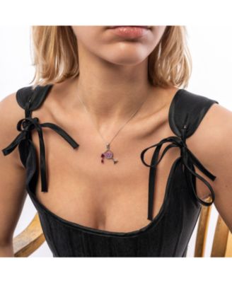 Red Wine Glass Sterling Silver Necklace