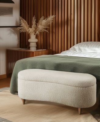 Bailey 48"W Boucl&eacute; Flip Top Storage Bench