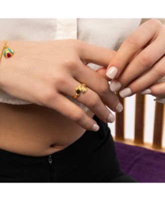 New Hug Ring With Hands Sterling Silver and Gold Plated