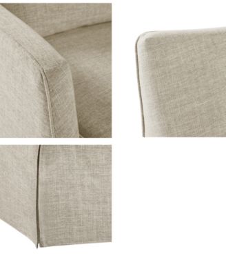 London 28"W Upholstered Skirted Swivel Armchair with Lumbar Pillow