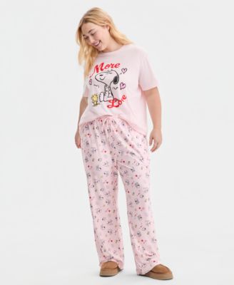 Trendy Plus Size Snoopy Valentine Printed Drawstring Pants