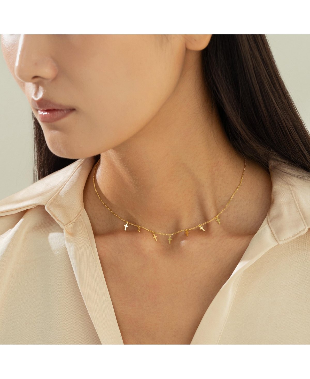 Bearfruit Jewelry Sterling Silver 18k Gold Plated Brianna Cross Necklace