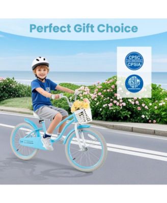 Kids Bike with Basket, Adjustable Seat & Training Wheels