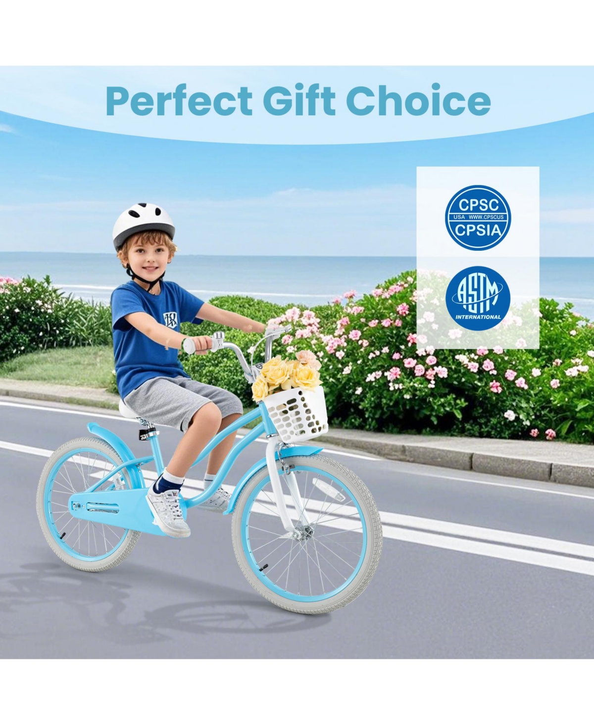 Sugift Kids Bike with Basket, Adjustable Seat & Training Wheels