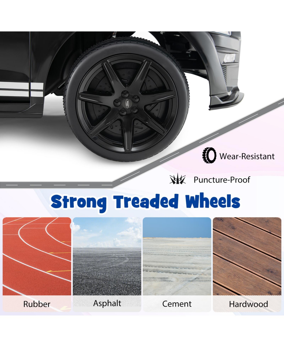 Sugift 12V Licensed Ford Mustang Shelby GT500 Kids Ride on Car with Remote Control for Kids Aged 3-8